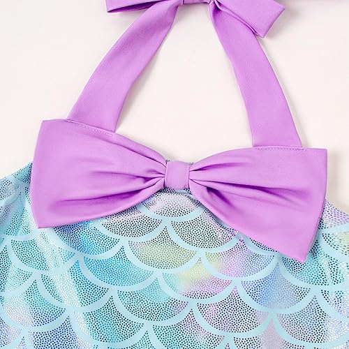 Miniatura 2 de LYSMuch Traje de baño para niñas pequeñas, traje de baño de tul para niñas pequeñas, vestido de tutú de sirena con diadema, 2 piezas, ropa de playa