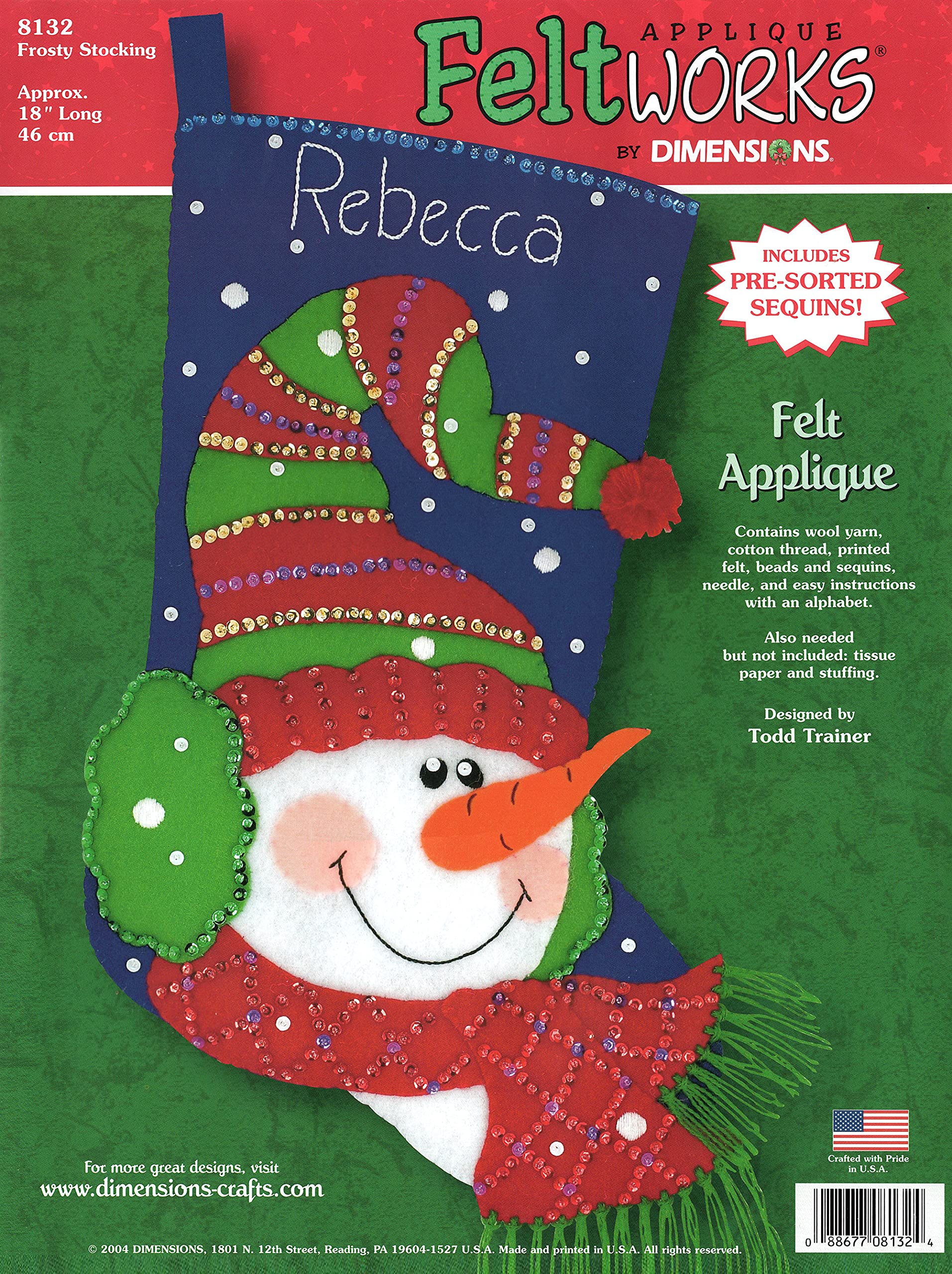Amazon Com Dimensions Frosty Stocking Felt Applique Kit