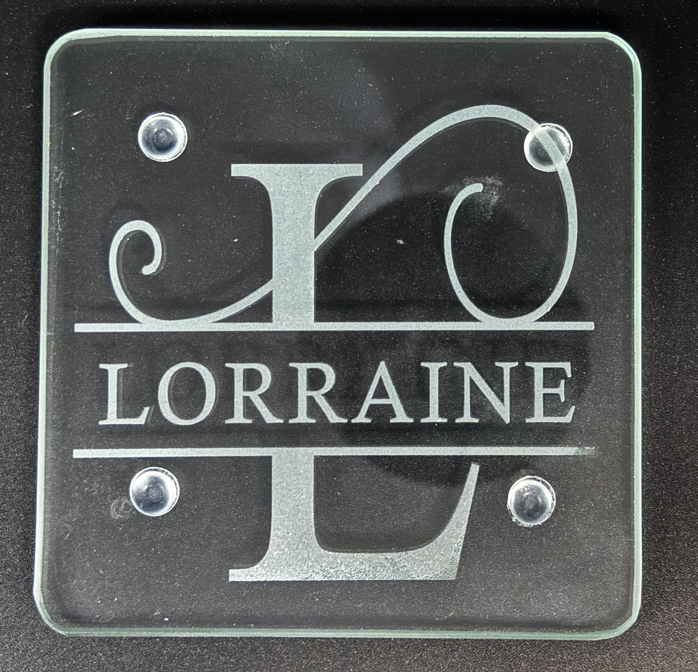 Personalised Glass Coaster - Monogram Initial - Square