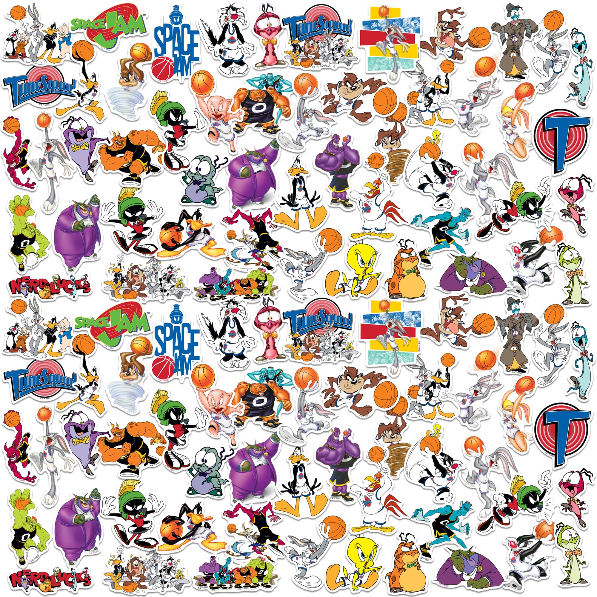 Space Jam 100ct Vinyl Large Deluxe Stickers Variety Pack - Laptop, Water Bottle, Scrapbooking, Tablet, Skateboard, Indoor/Outdoor