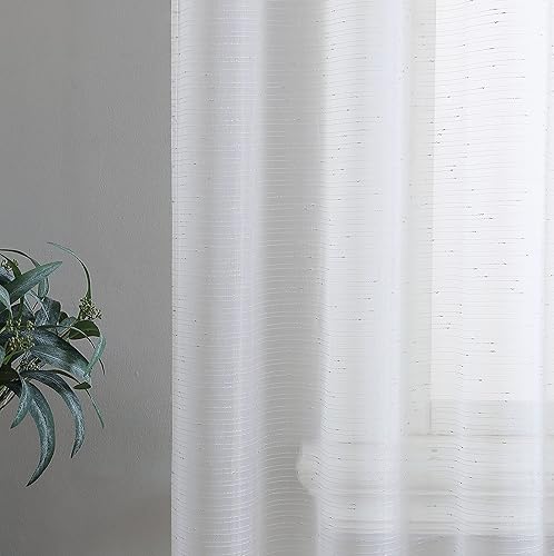 Miniatura 3 de Beatrice Home Fashions Verona - Cortinas transparentes con bolsillo para barra, cuentan con acabado metálico, cada panel mide 38 pulgadas de ancho x