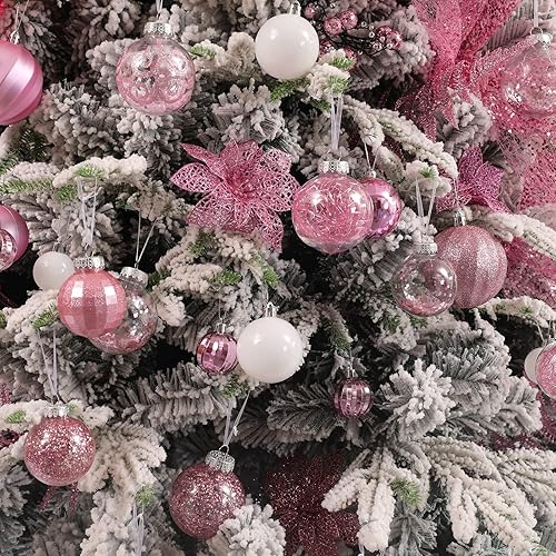 Miniatura 5 de Wironlst Adornos de bola de Navidad inastillables de plástico transparente grande, juego de bolas decorativas con relleno delicadas decoraciones