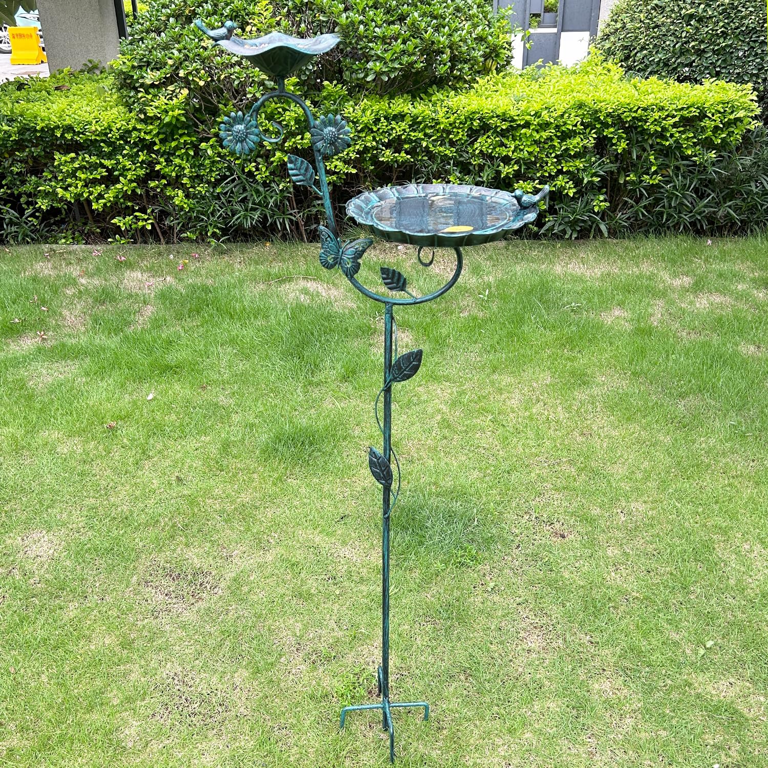 Vogeltränke aus Metall für den Außenbereich, 143,5 cm hoch, robuste Vogeltränke mit 5 Zinken, freistehende Vogelfutterspender für Garten, Vogeltränke, Standschale für Außenbereich, Hof,