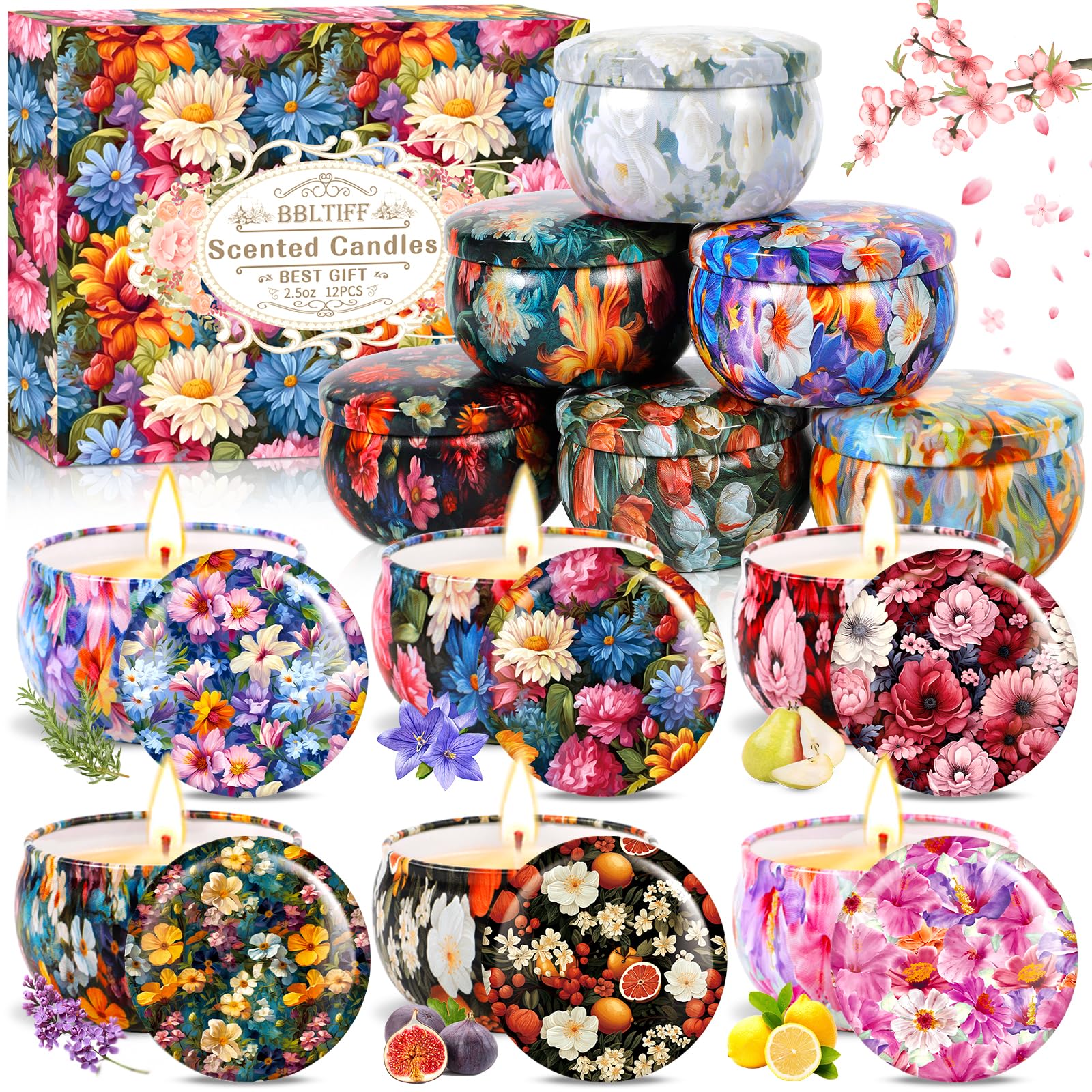Velas Perfumadas, 12 Piezas Velas Aromáticas, Velas Decorativas, Juego De Velas Perfumadas, Hasta 240 Horas Para Baño, Yoga, Bodas, Navidad, Día de La Madre, Regalos de Cumpleaños (12 Aromas)