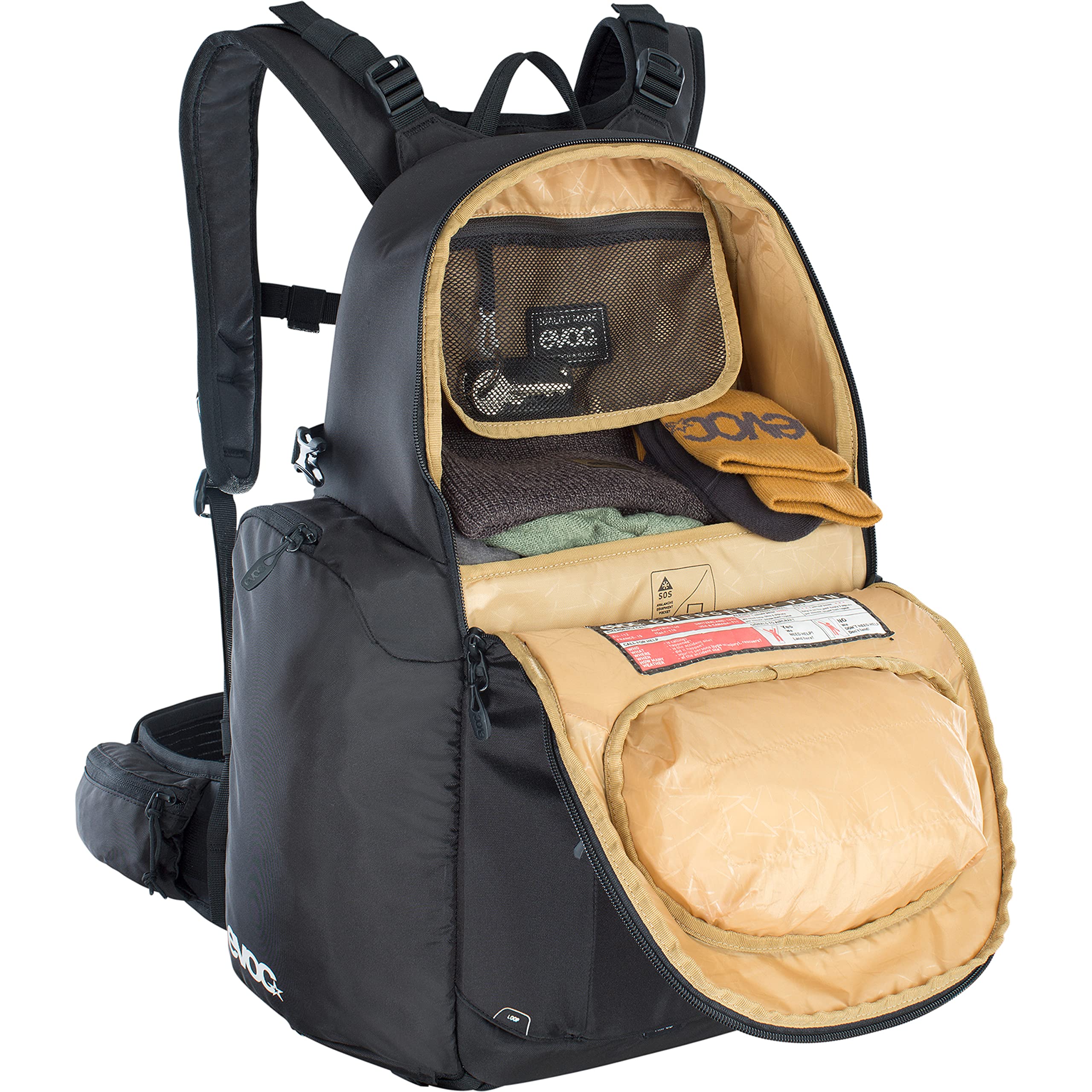 EVOC CP 18l Outdoor Camera Backpack per attrezzatura fotografica professionale (sistema di trasporto ergonomico, sistema di cinghie per piccozze, sci, snowboard o treppiede), Nero