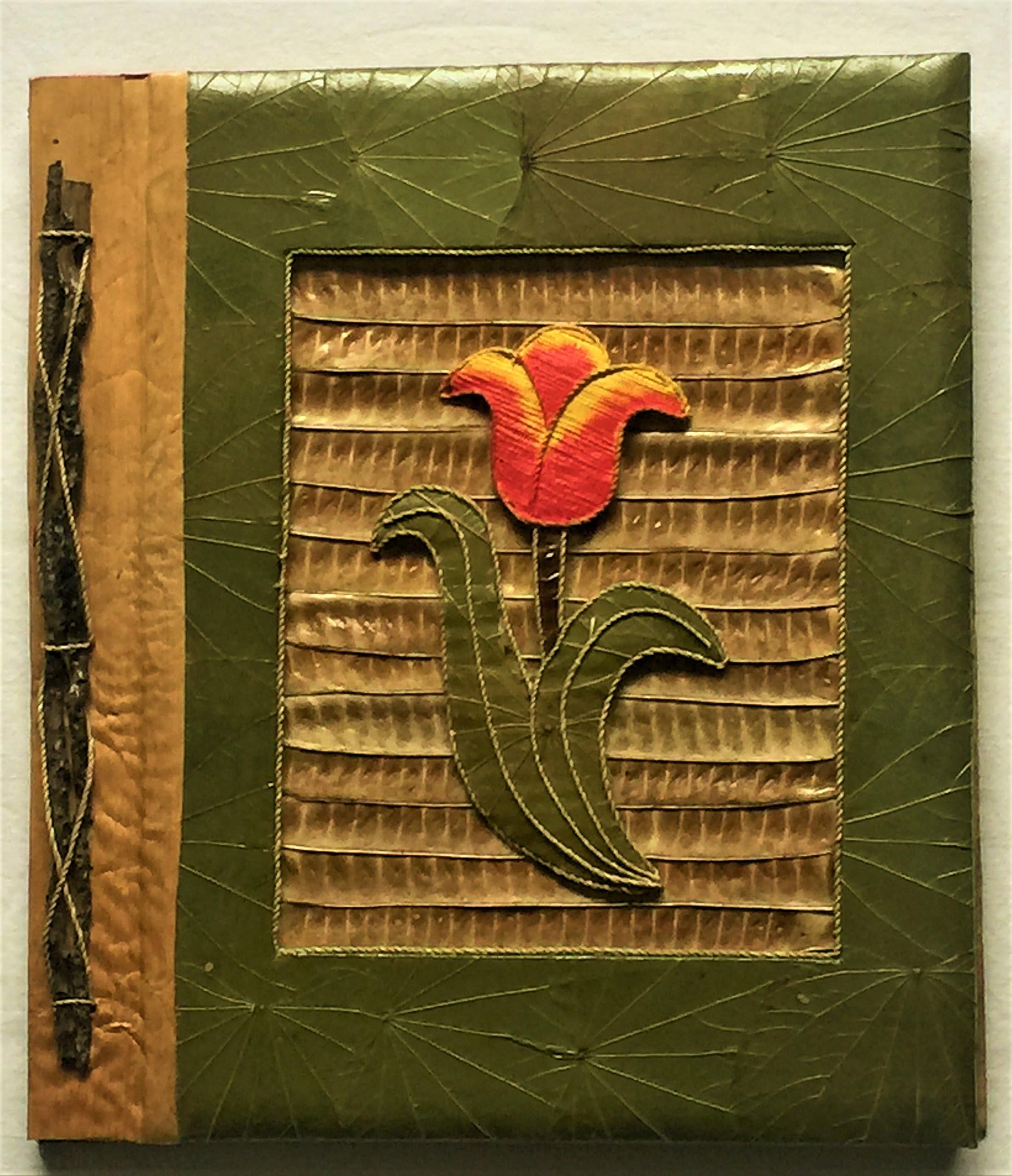 All Natural 80 Photo Handmade Photo Album- Red Tulip Design