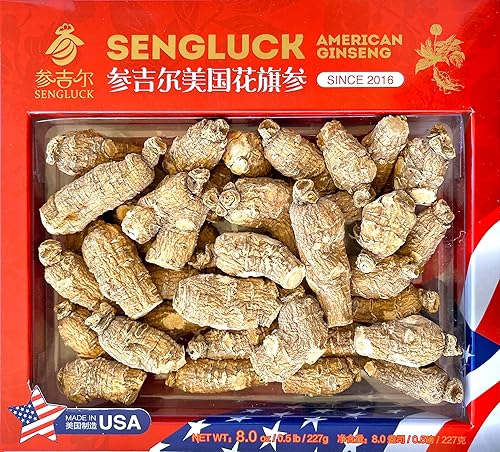 Sengluck Ginseng americano crecimiento de 4 años 8 onzas 4 onzas