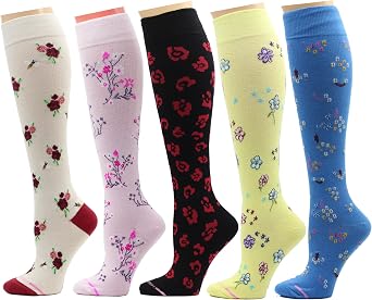 5 Pairs Dr. Motion Therapeutic Graduated 8-15mmHg Compression Womens Knee-hi Socks