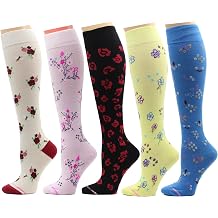 5 Pairs Dr. Motion Therapeutic Graduated 8-15mmHg Compression Womens Knee-hi Socks