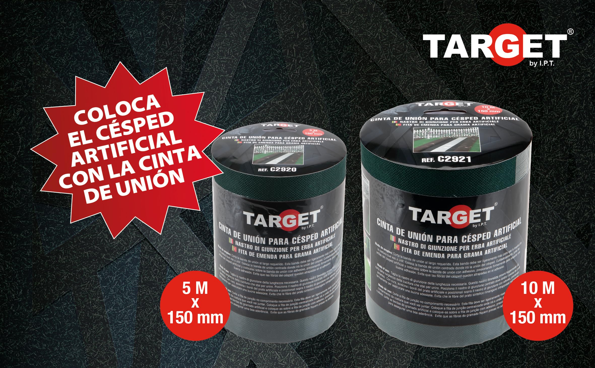TARGET - Klebeband für Kunstrasen, selbstklebend, 150 mm breit, innen und außen (10 Meter)