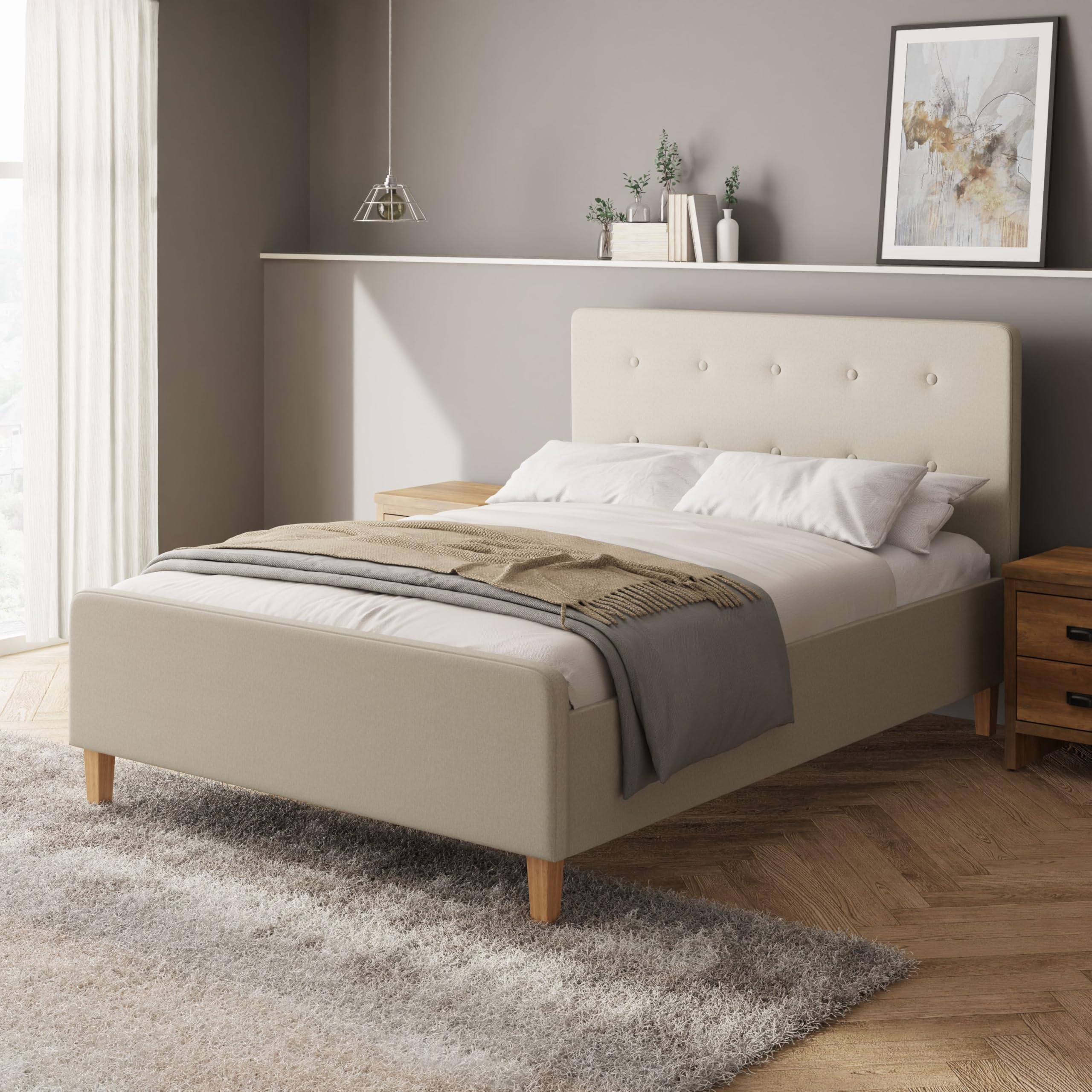 Gfw Ashbourne Double Natural Ottoman Bed