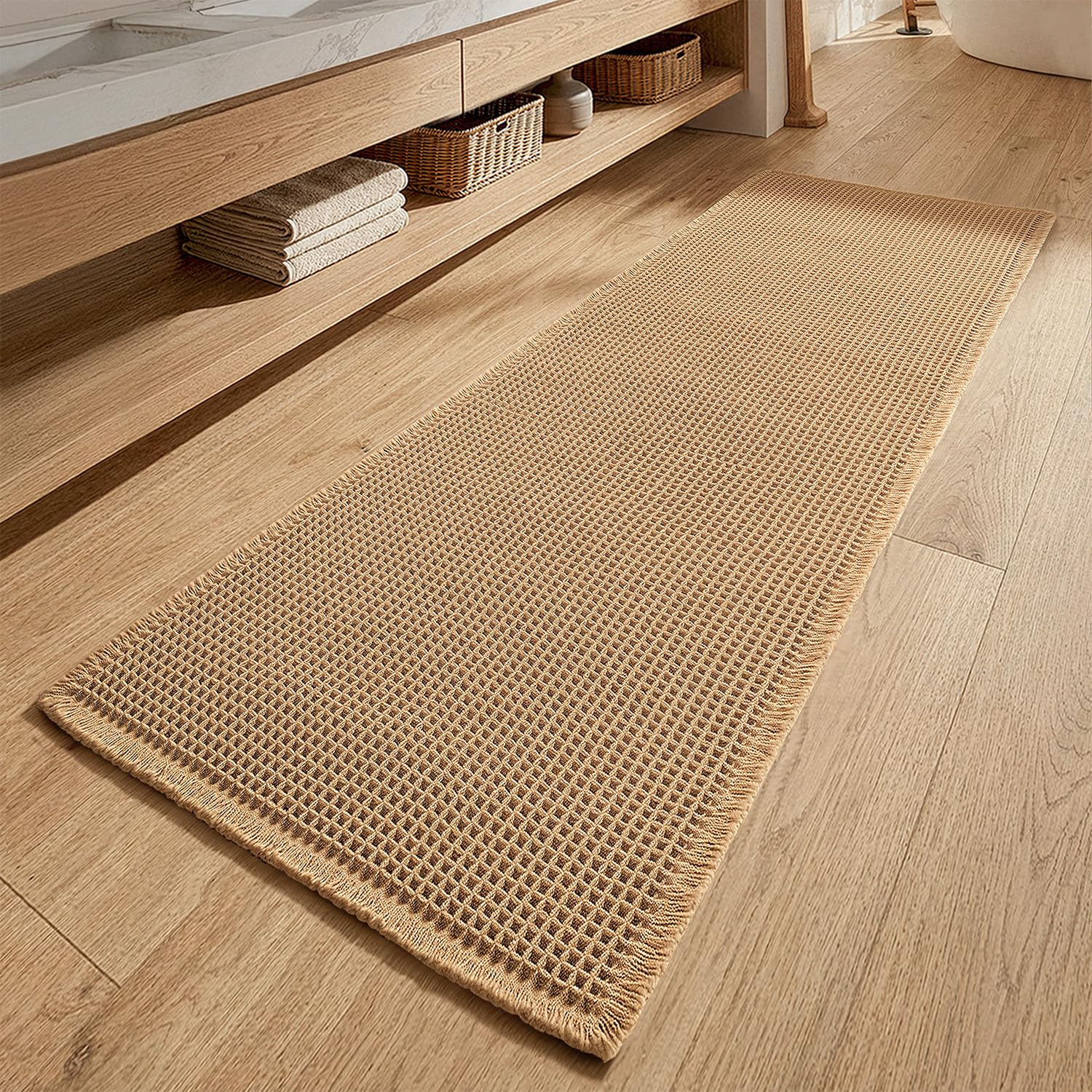 Photo 1 of MIULEE Waffle Bath Rug 24"x72" Brown