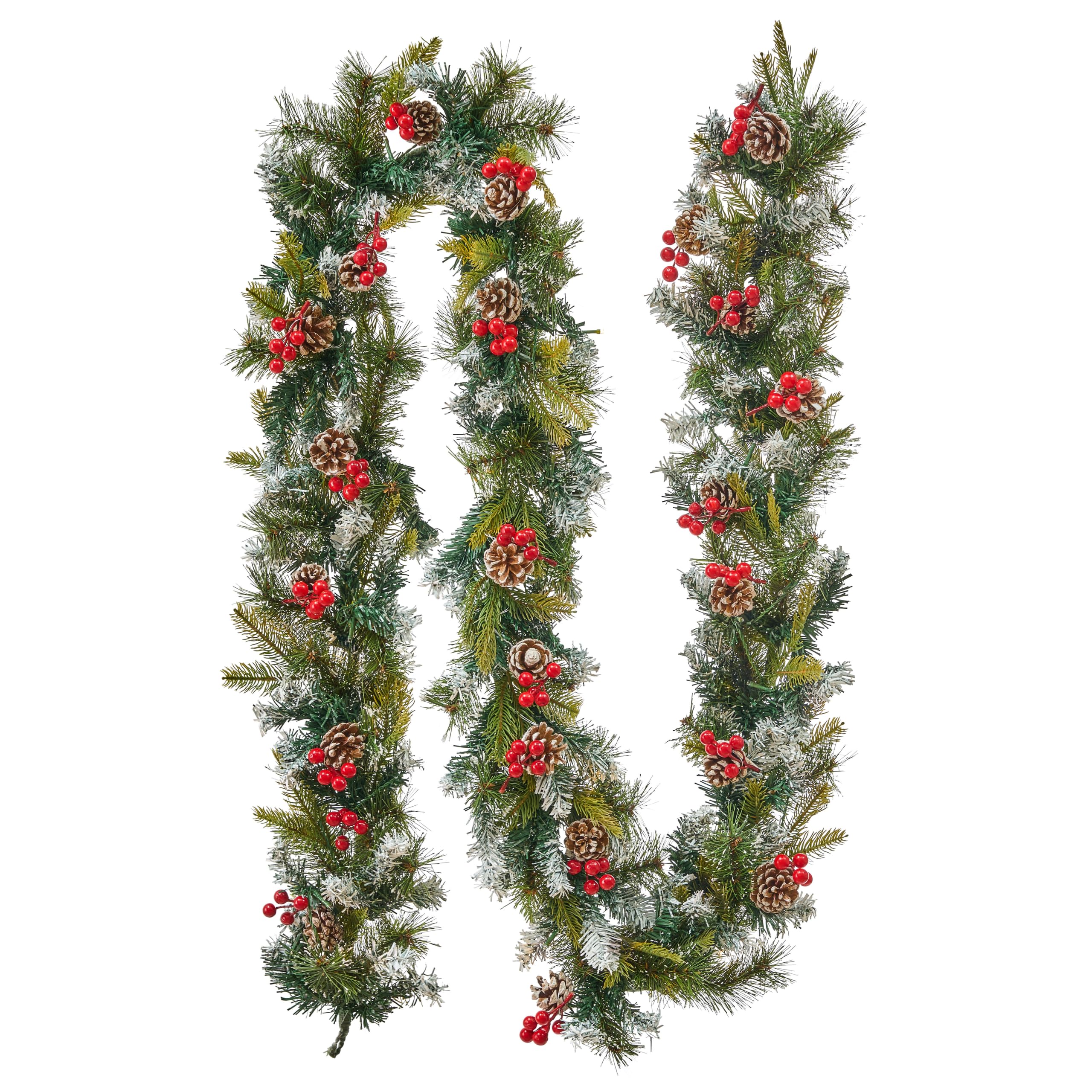 Künstliche Weihnachtsgirlande mit Beleuchtung Schnee 270 cm Indoor grün Paimio