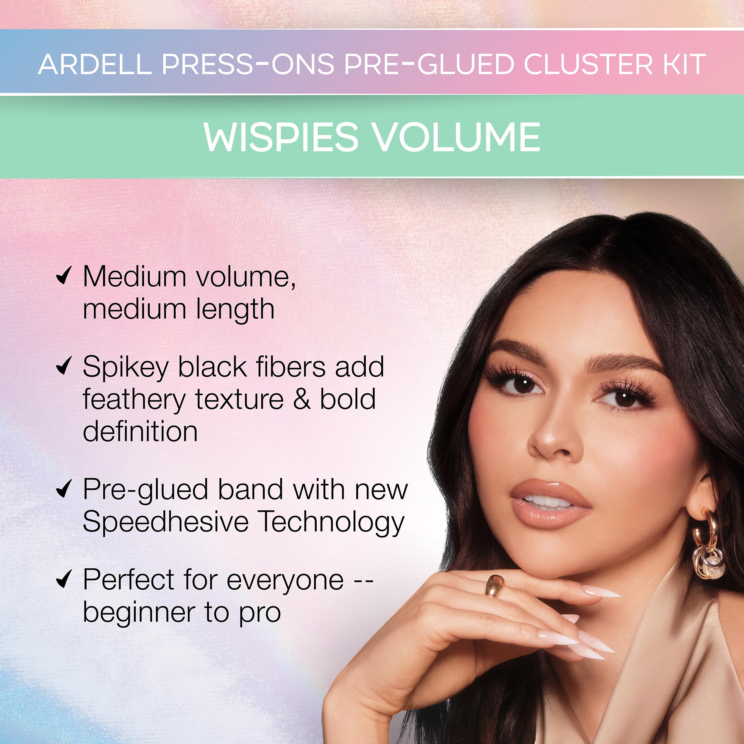 Ardell Press On Pre-Glued Underlash Eyelash Extensions, Wispies Volume Cluster Lashes Kit - Image 2