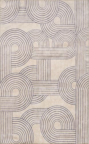 Miniatura 3 de nuLOOM Marestella - Alfombra reversible lavable a máquina, 6 x 9 pies, color beige y azul marino