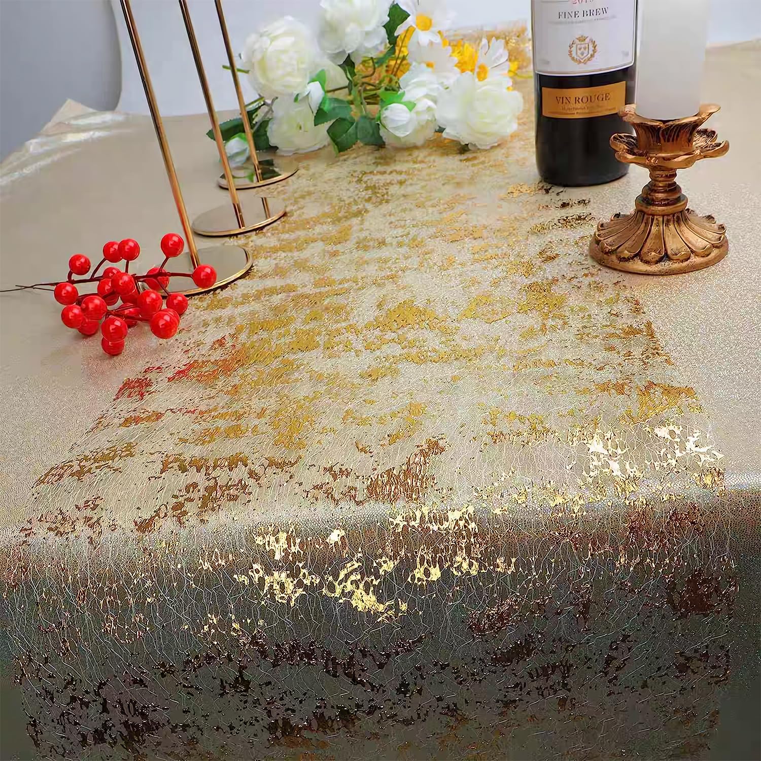 Tovaglia In Rotolo Glitterata Dorata 10m X 28cm – Tessuto Non Tessuto Per Decorazione Tavoli – Ideale Per Matrimoni, Compleanni E Feste DIY - 4