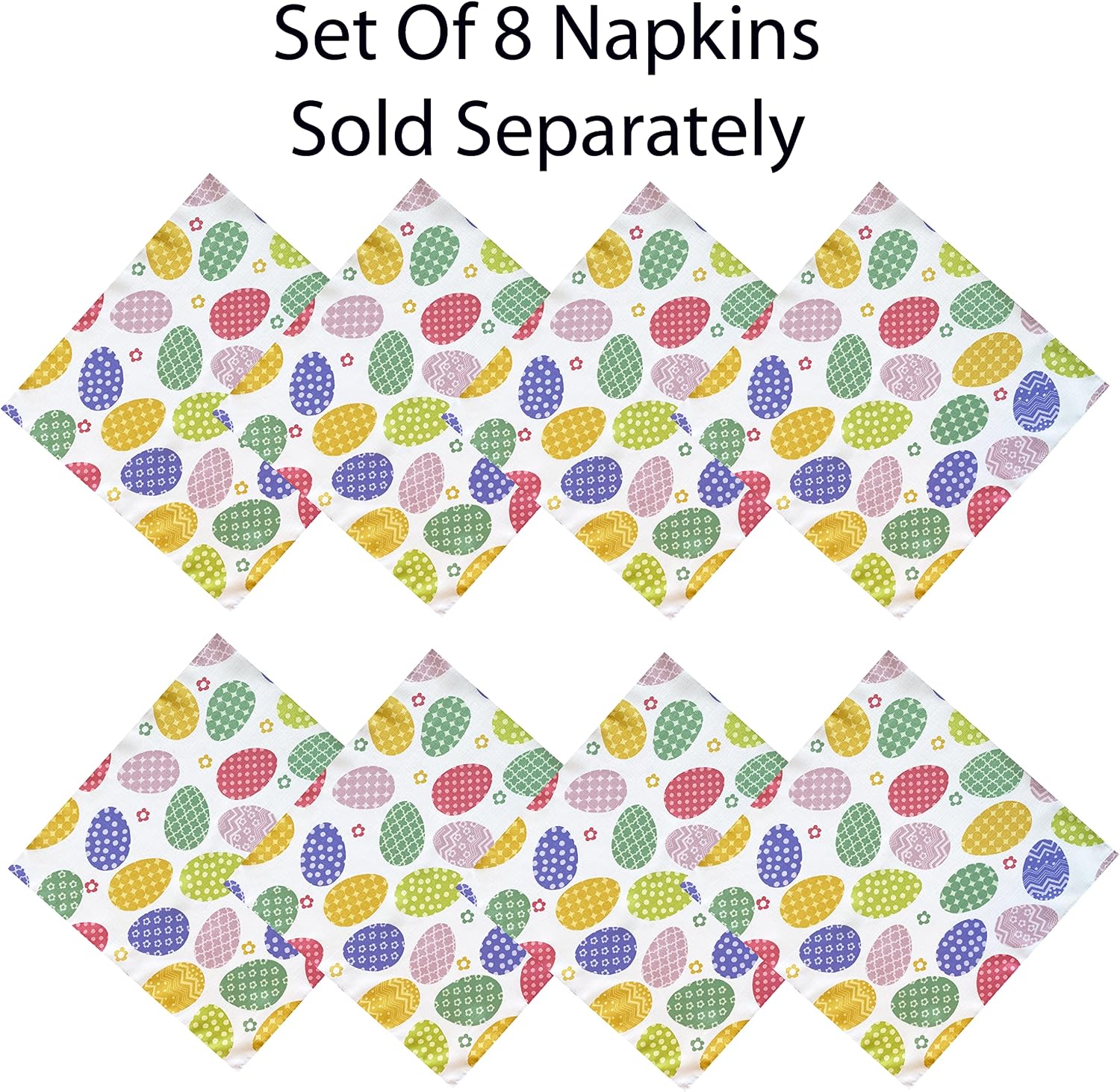 Newbridge Colored Easter Egg Hunt Fabric Tablecloth - Decorated Polka Dot and Floral Easter Egg Print Easy Care and Stain Resistant Spring Fabric Tablecloth, 52" x 52" Square