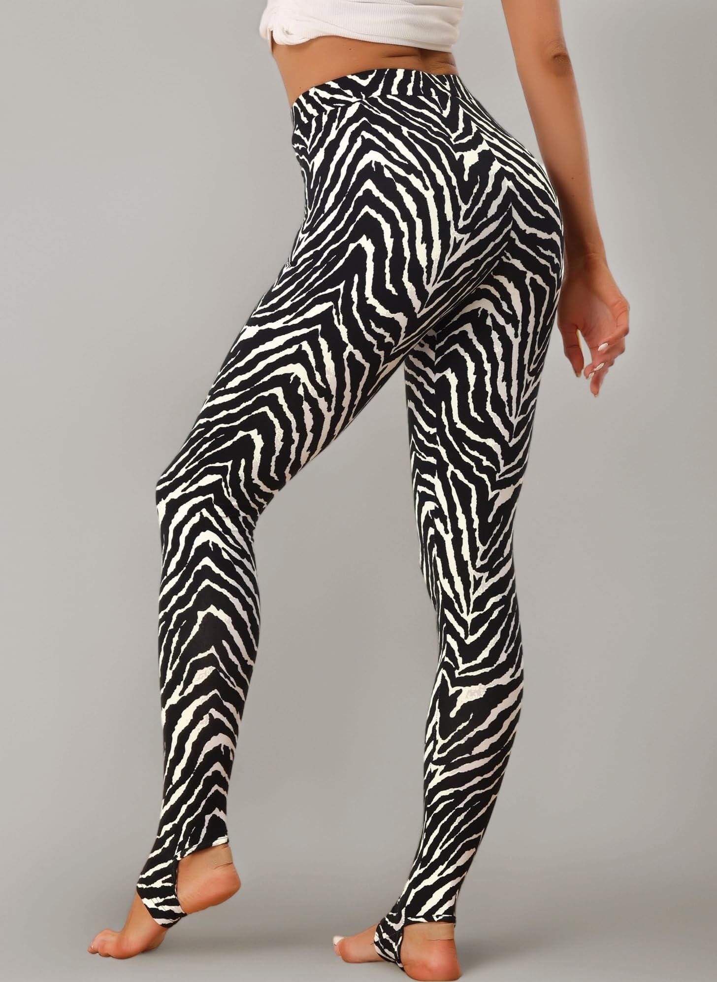 Allegra K Women's Leggings Printed High Waist Elastic Waistband Yoga Stirrup Pants