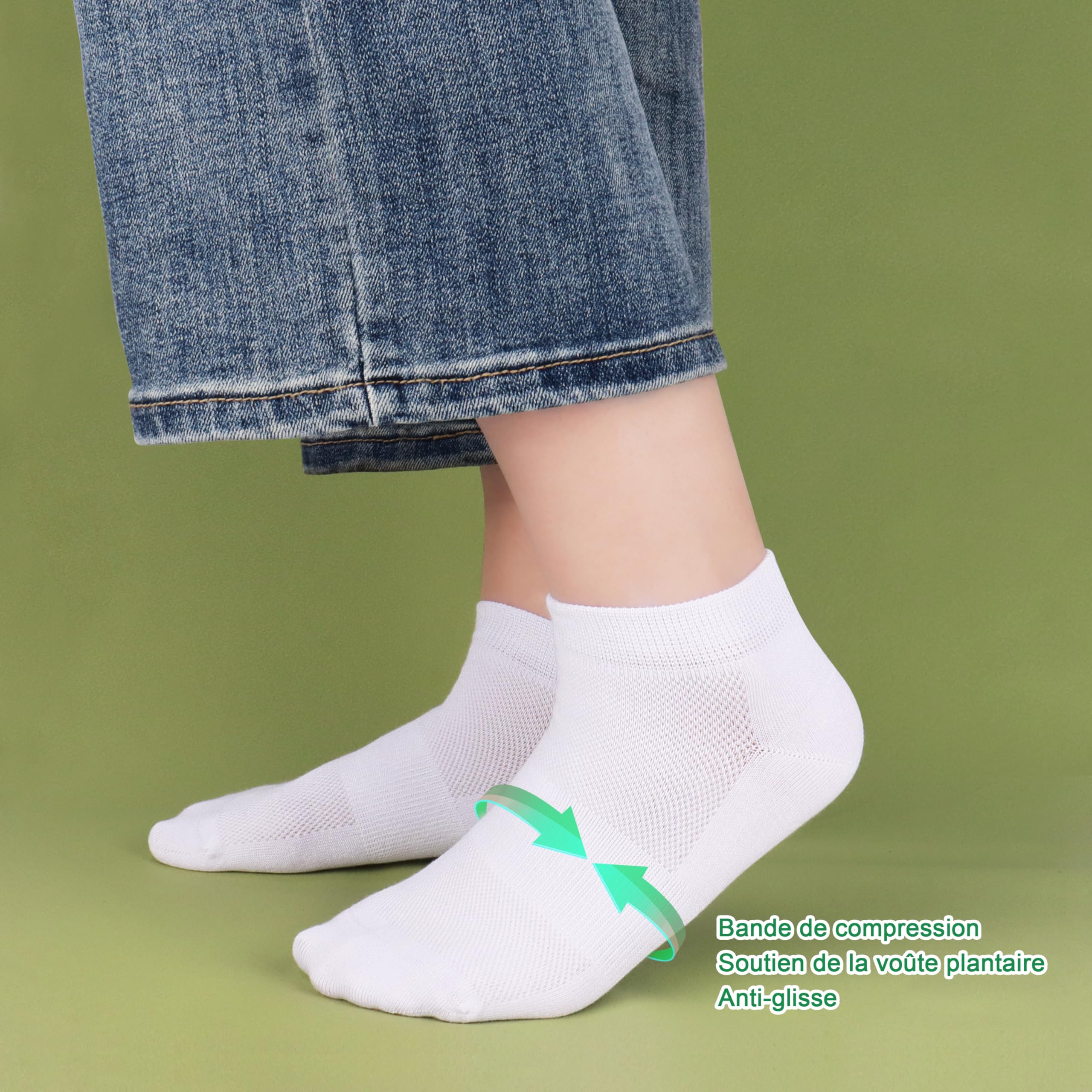 Jeasona Lot de 8 paires de chaussettes en bambou pour diabétiques - Pour femme - Sans caoutchouc - Taille 35-42