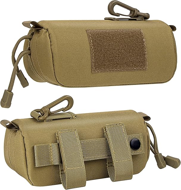 Shidan Tactical Molle Sunglasses Case, Eyeglasses Hard Case with Clip 1000D Nylon Tactical Molle Double Zipper Sunglasses Carrying Case