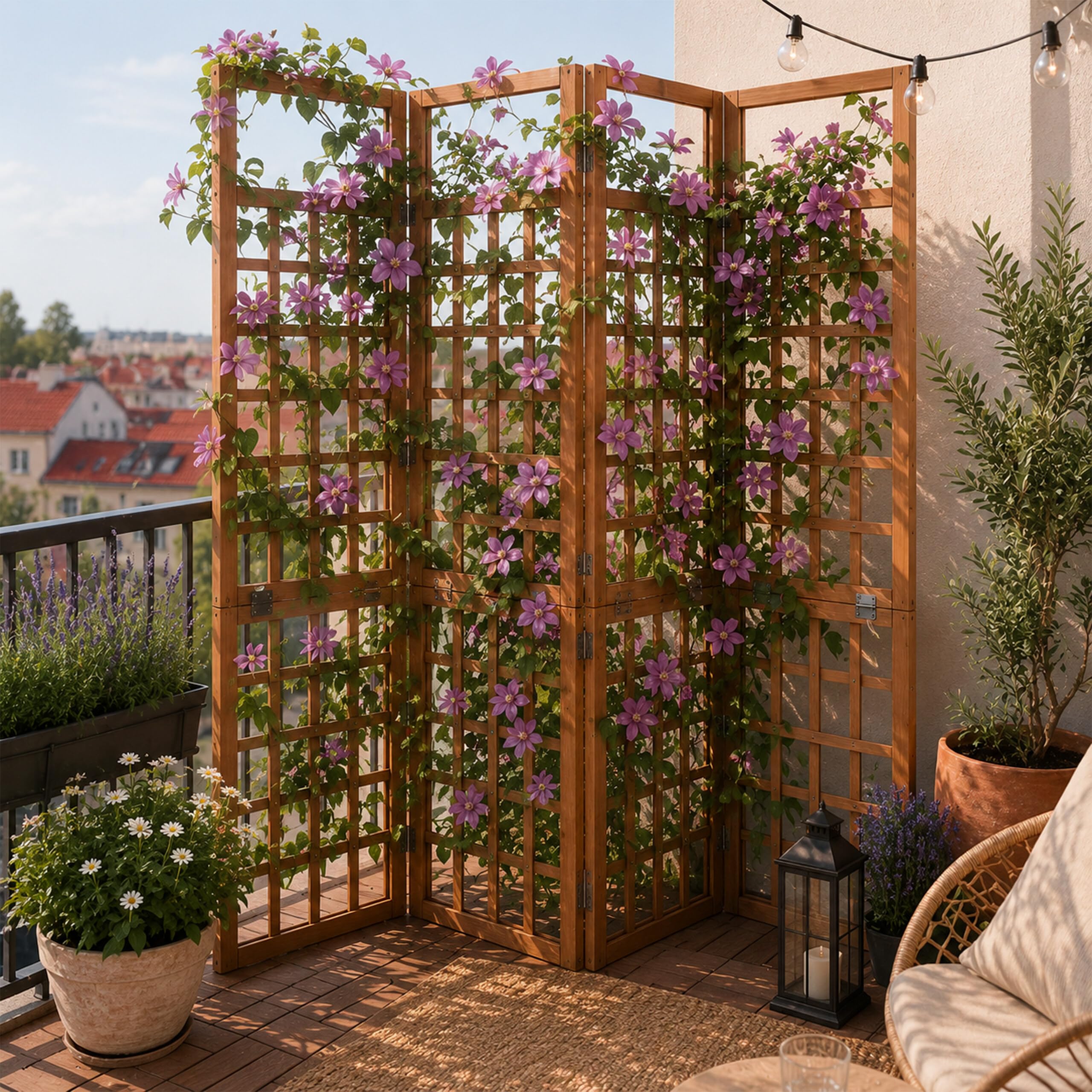 Relaxdays osłona prywatności 180 x 161 cm, do ogrodu i na balkon, brązowa | Drewno jodłowe, podpórka dla pnączy