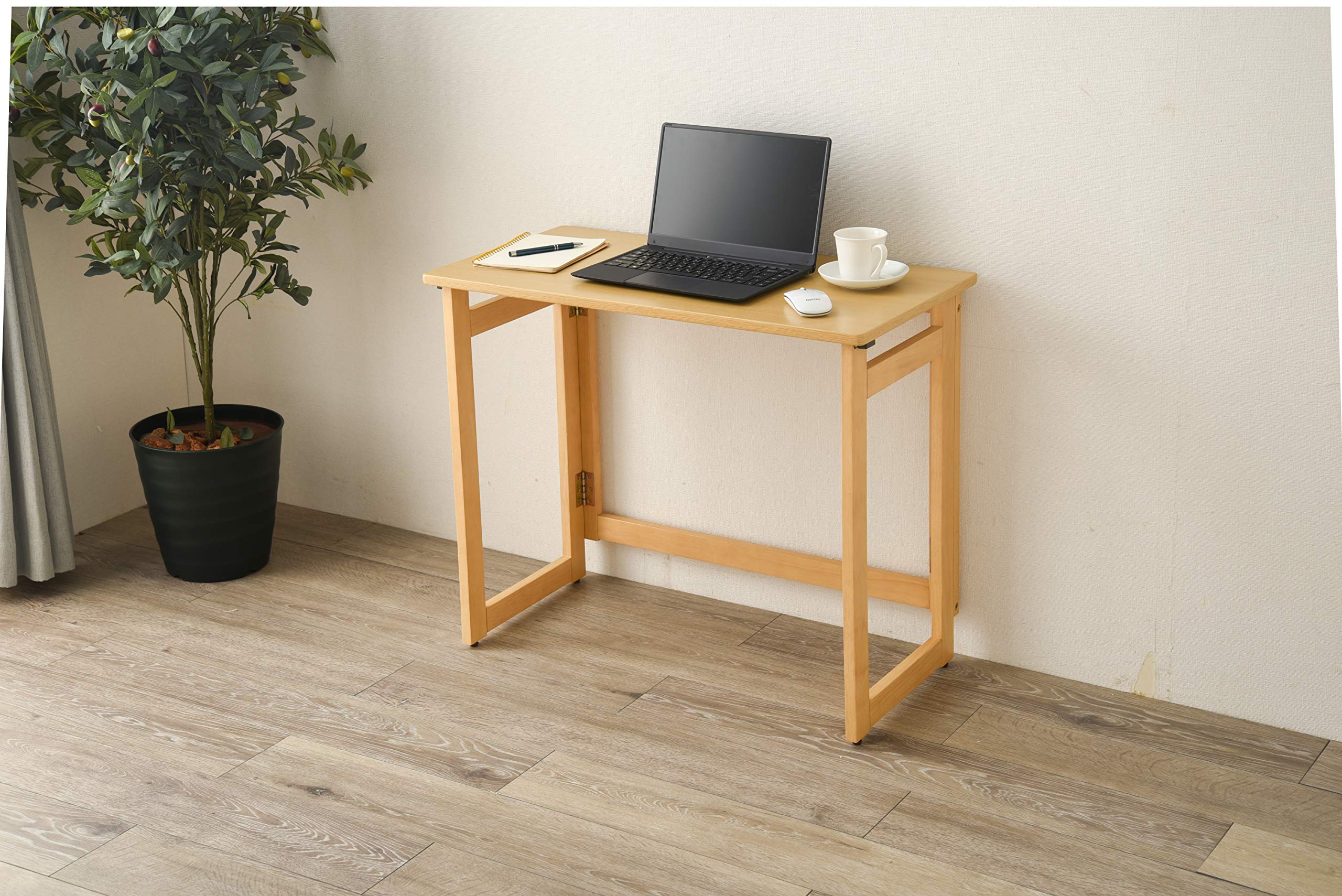 Amazon｜萩原 デスク 机 簡易 折りたたみ 【付属キャスターに付替え