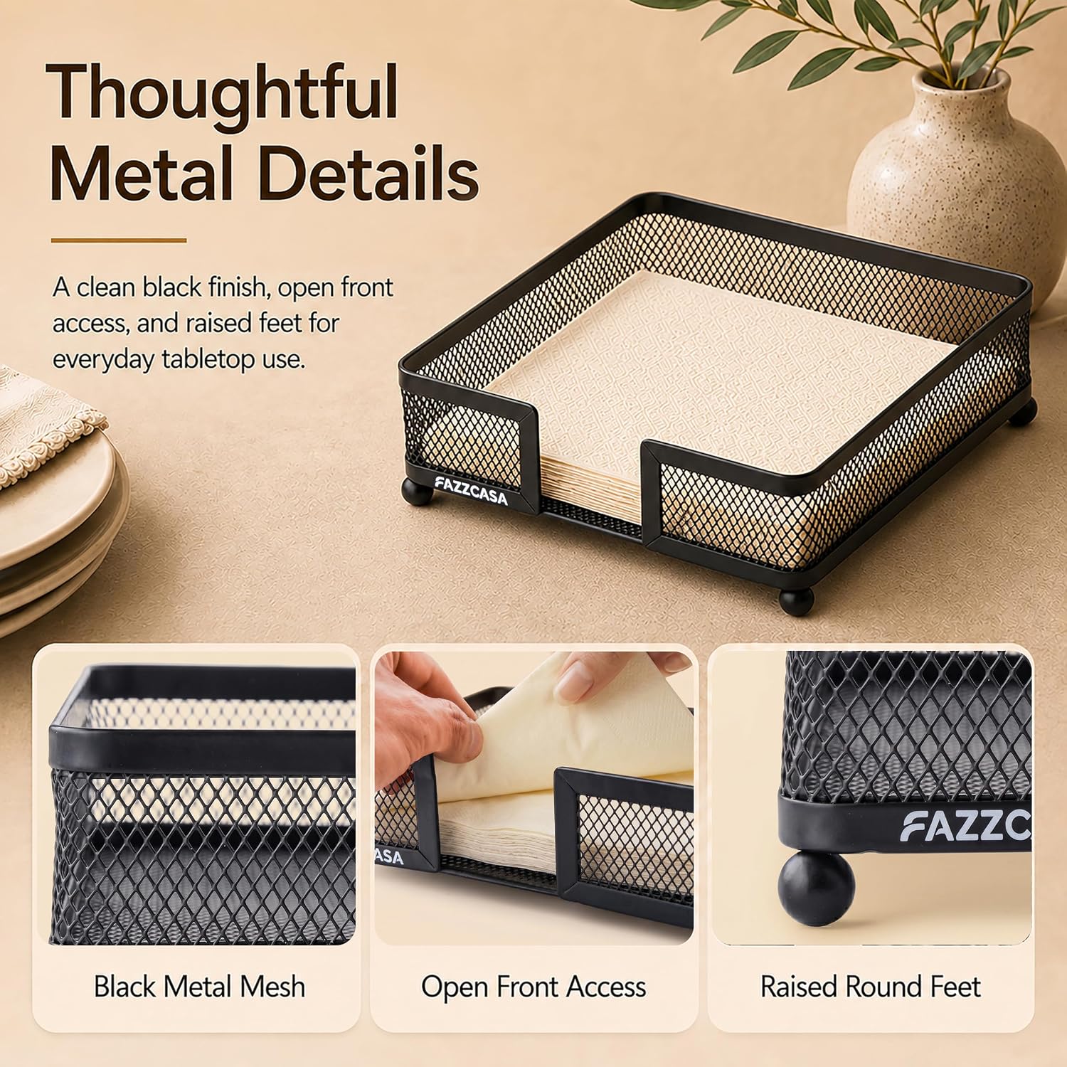 Black Metal Mesh Napkin Holder,Flat napkin holder