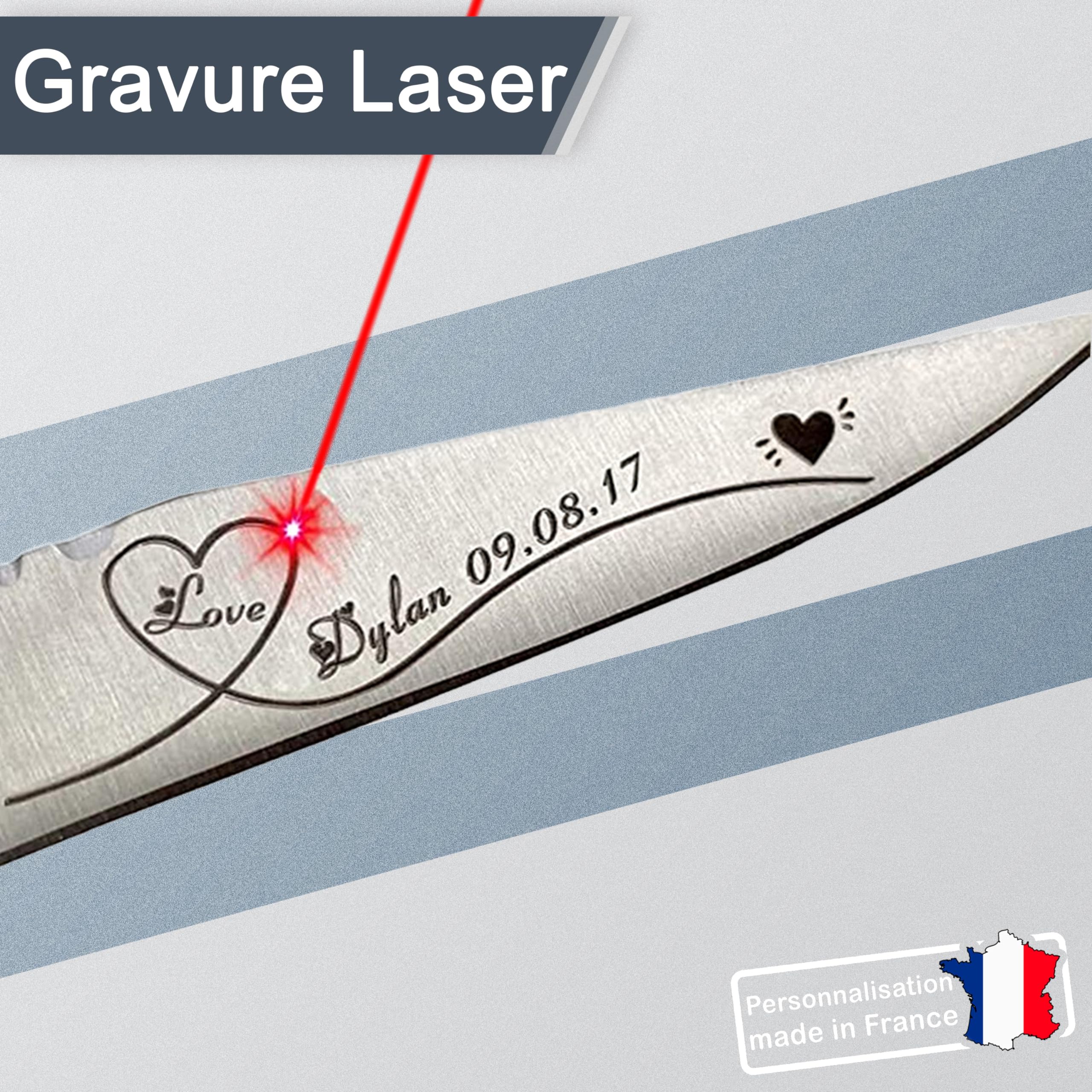 Couteau homme personnalisé - Marque laguiole gravé avec un prénom - Couteau pliant personnalisable - Cadeau Fête des pères - Idée cadeau pour homme, Papa (Marron, Couteau)