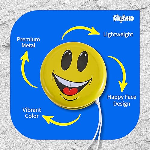 Miniatura 6 de Recuerdos de fiesta Yoyo a granel para niños de 5 a 6 y 8 a 12 años, paquete de 24 yoyos de metal con cara sonriente en varios colores para