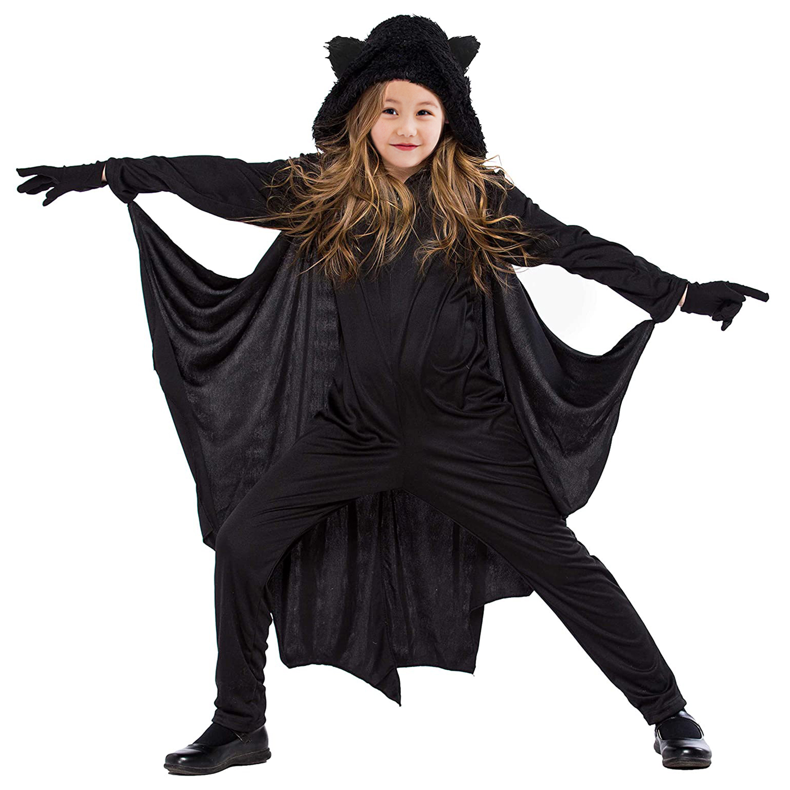 Costume Chauve-souris Ou Squelette Pour Enfant - Taille 110, 130, 140 - Avec Cape Et Cache-cou - Phosphorescent - Pour Halloween, Carnaval