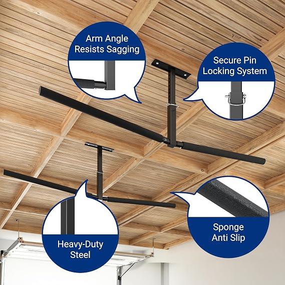FLEXIMOUNTS Double Arm Adjustable Overhead Ladder Rack, 71.5 Arms