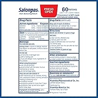 Vista 7 de Salonpas Parche para aliviar el dolor de espalda, cuello, hombros, rodilla y dolor muscular, alivio del dolor de 8 horas, 60