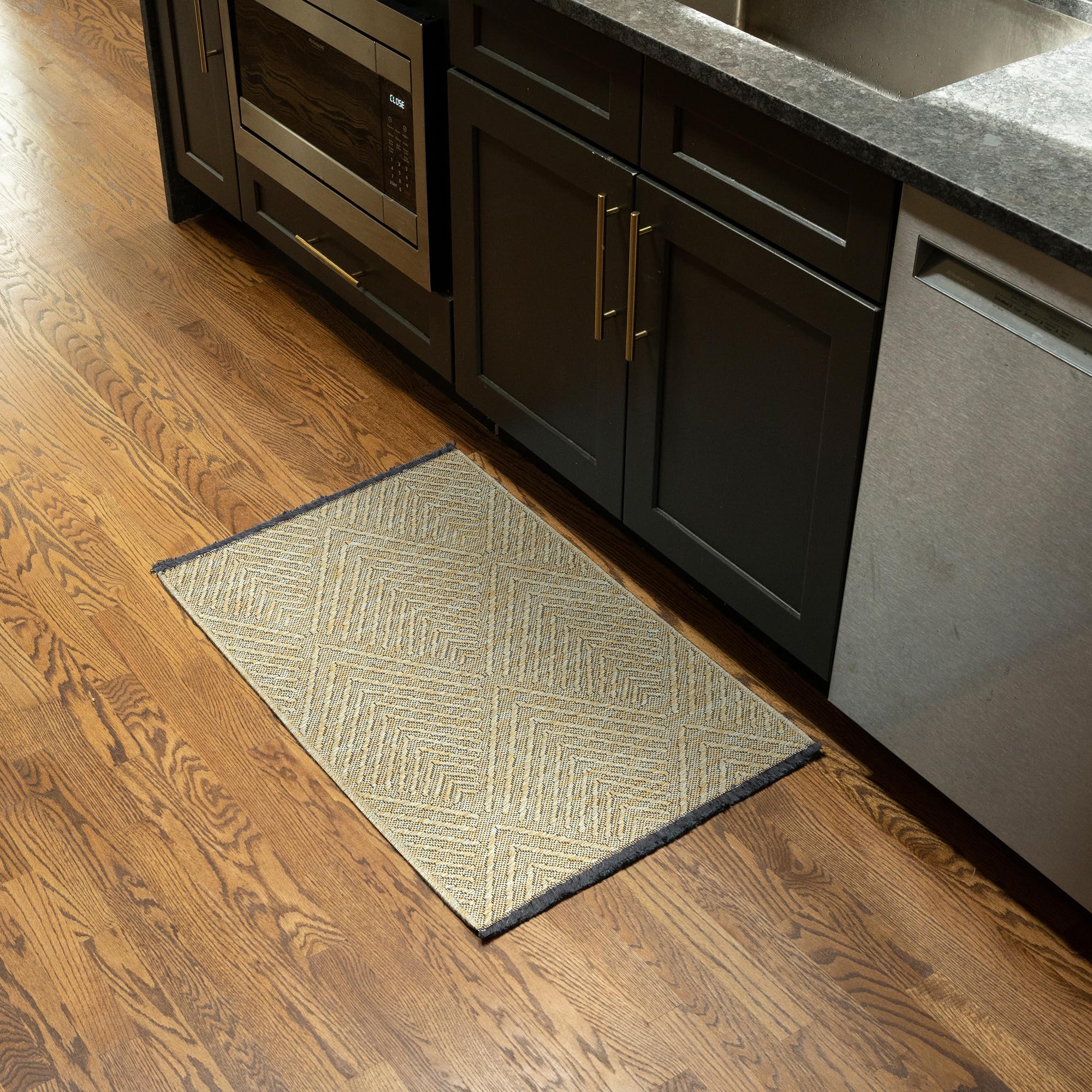 Tayse Machine Washable & Non Slip Backing 2x3 Area Rug | Modern, Small Rugs for Indoor Frontdoor Entry, Kitchen, Bathroom | Green 2' x 3'