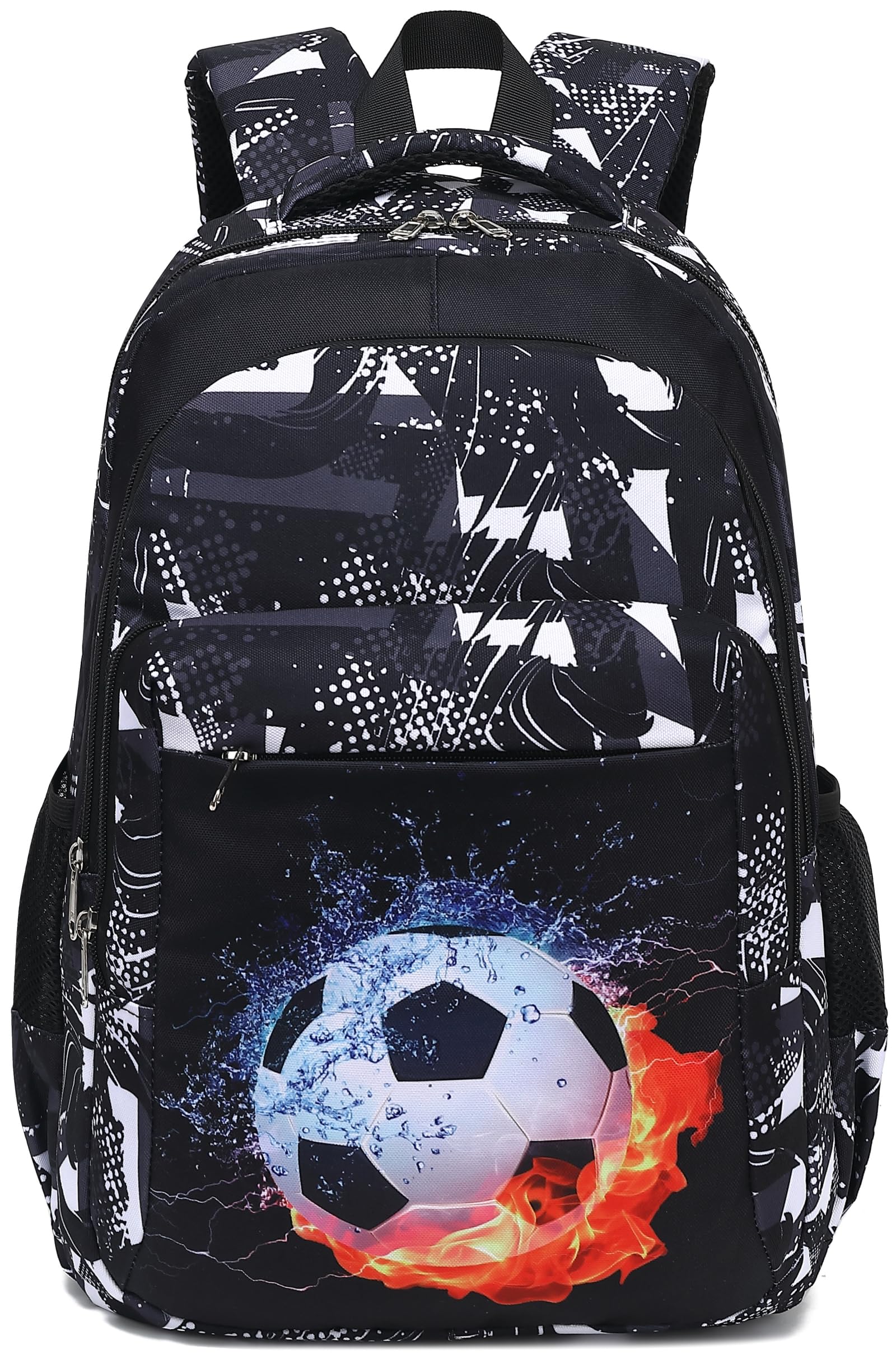 LEDAOU Mochila escolar para niños, adolescentes, niñas, mochila escolar, mochila para niños, resistente al agua, ligera, mochila escolar grande para regalos escolares, Gris - Fútbol