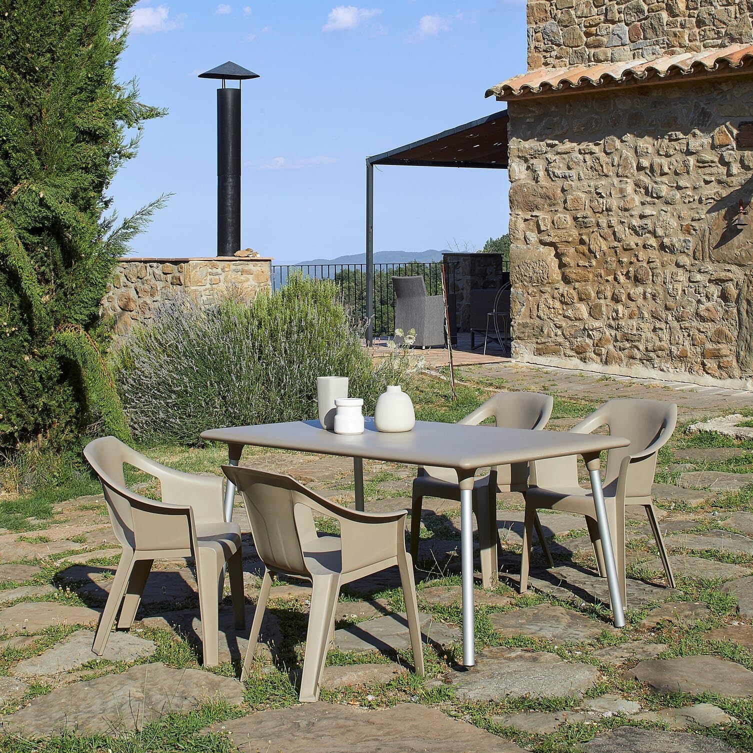 garbar Cool Set 2 Silla con Brazos Exterior | jardín, terraza, balcón, Picnic, Camping, Catering, Eventos, reuniones | diseño, Ligero, apilable | Blanco