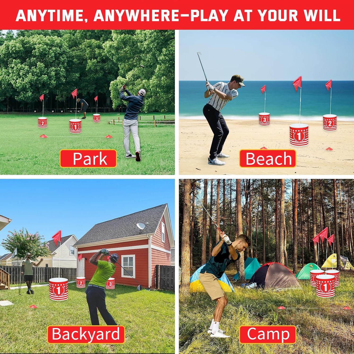 Backyard Golf Game 6 Holes Set,Portable Outdoor Game for Pratice,Golf Chipping Games for Lawn,Yard,Camping,Park,Beach