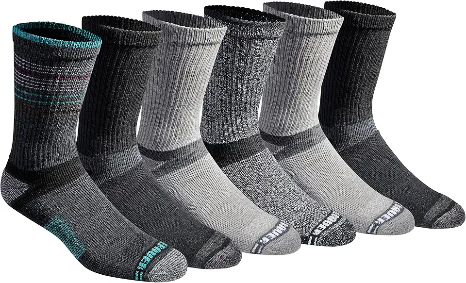 Eddie Bauer Men's Dura Dri Moisture Control Crew Socks, 6 or 12 Pairs