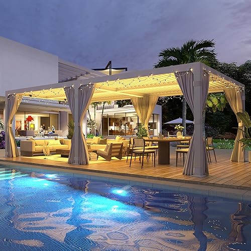 Miniatura 60 de MELLCOM Pérgola con listones de 10 x 12 pulgadas, pérgola de aluminio para exteriores con techo con listones ajustables, cortinas impermeables