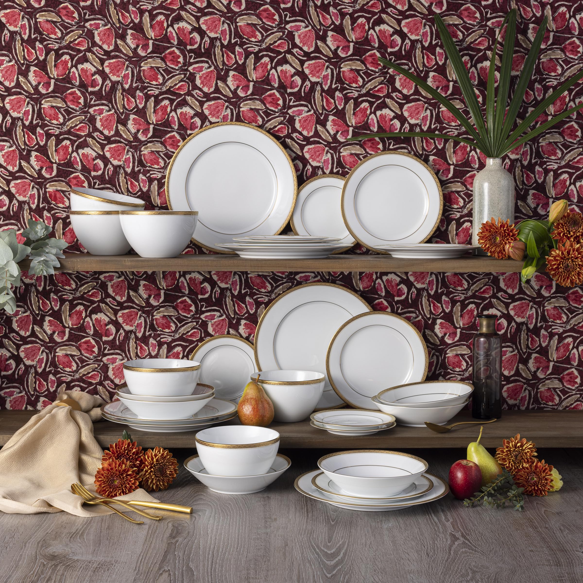 Amazon.com | Noritake Charlotta Gold 30-Piece Dinnerware Set