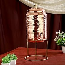 CROCKERY WALA & COMPANY Pure Copper Dispenser With Stand Hammered By CROCKERY WALA And COMPANY (5 Litres)
