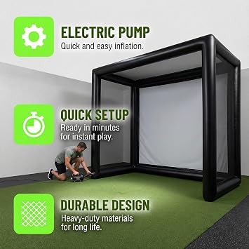 Portable Inflatable Golf Simulator - Large Size Indoor/Outdoor Golf Practice Swing Tent with Projection Screen, Suitable for All Skill Levels (Projector Not Included) (5x11.5x9.2ft)