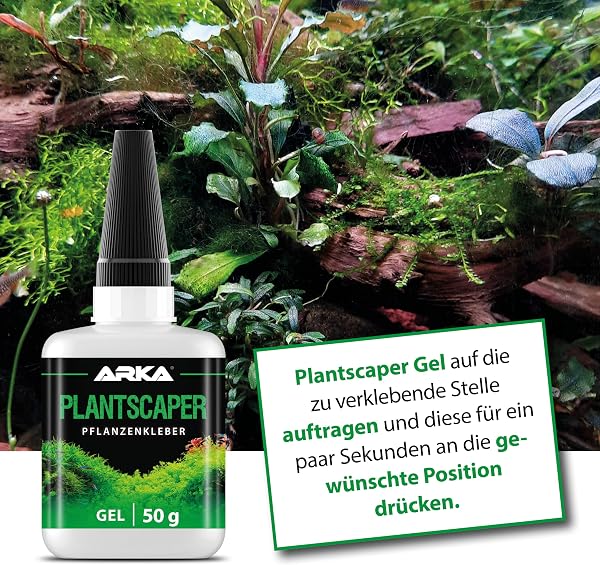 Aquascaping Pflanzenkleber 50 g Gel – haftet sofort auf Moos, Pflanzen, Wurzeln & Steinen – tropffrei, ergiebig und sicher für Süßwasseraquarien – ARKA Plantscaper - 4