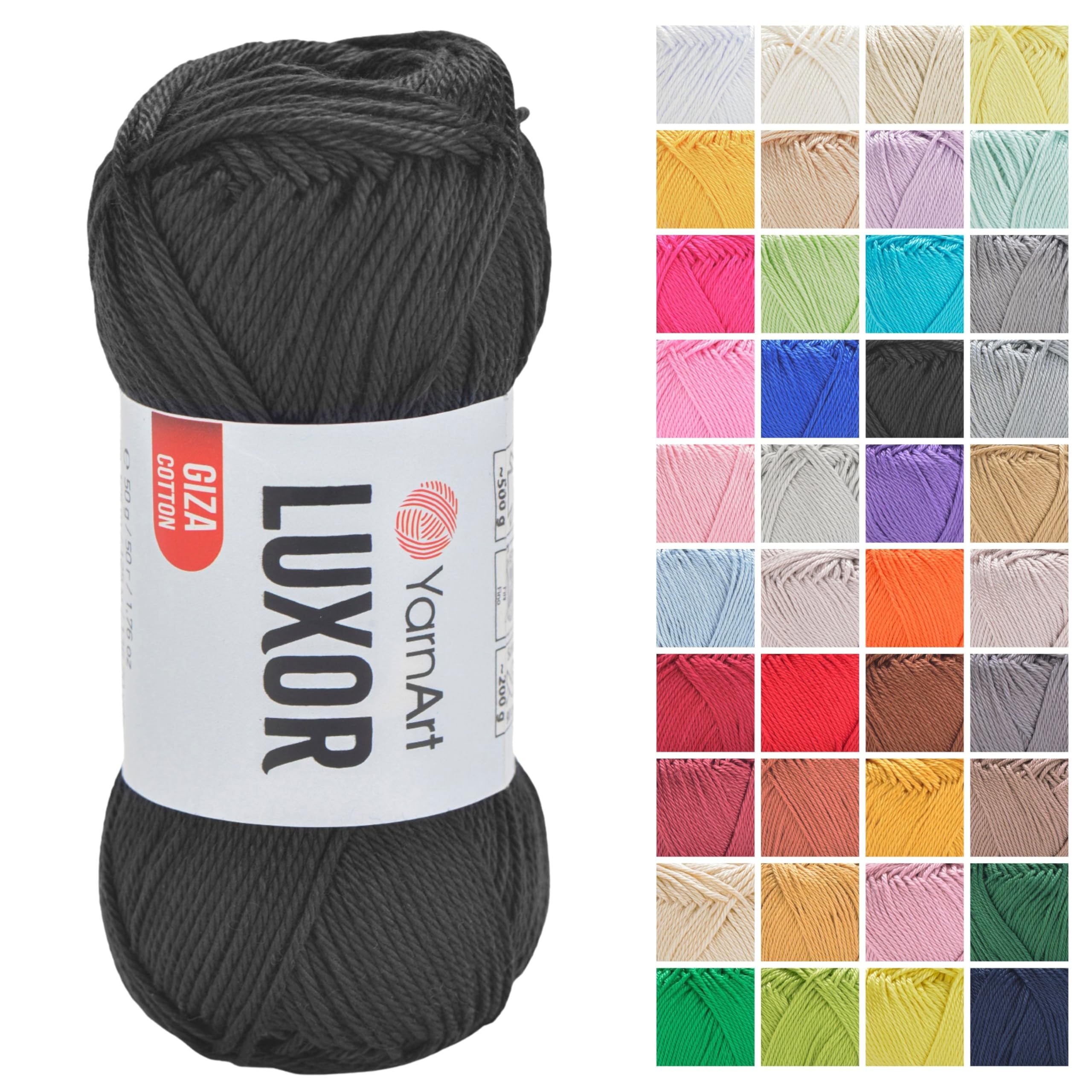 YarnArt Luxor Mercerized Cotton Yarn – 100% Giza Cotton, Smooth Texture, 50g (1.76 oz), 125m (136 yds), Lightweight Yarn for Summer Projects, Amigurumi, Baby Items, and Accessories (1215)