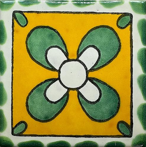 Cerámica Talavera Azulejo Mexicano 4x4", 9 Piezas (NO Adhesivos) Calidad de Exportación A1! - EX138