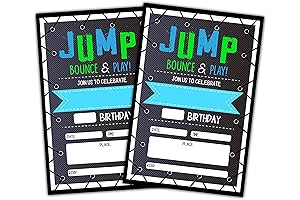 Trampoline Jump Birthday Party Invitations, Bounce House Birthday Invitations For Boys Girls