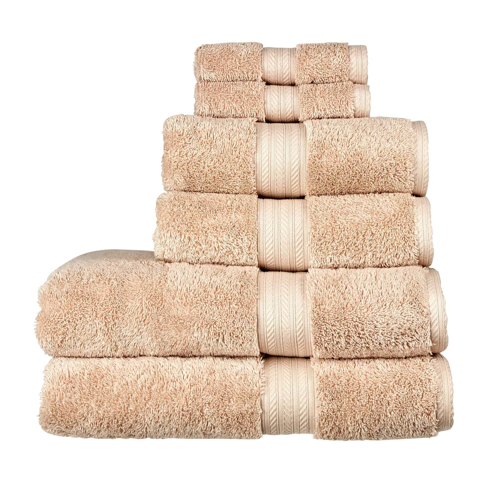 Christy Renaissance 6 Piece Towel Set | Driftwood Beige | 100% Egyptian Cotton Pile | Luxuriously Soft and Super Absorbent | 675 GSM | 2 Bath Towels 2 Hand Towels 2 Face Cloths