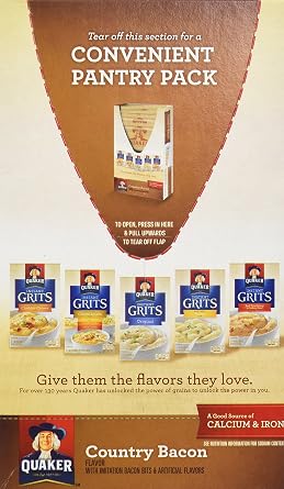 Quaker Country Bacon Flavor Instant Grits, 12 Count (Pack of 1)