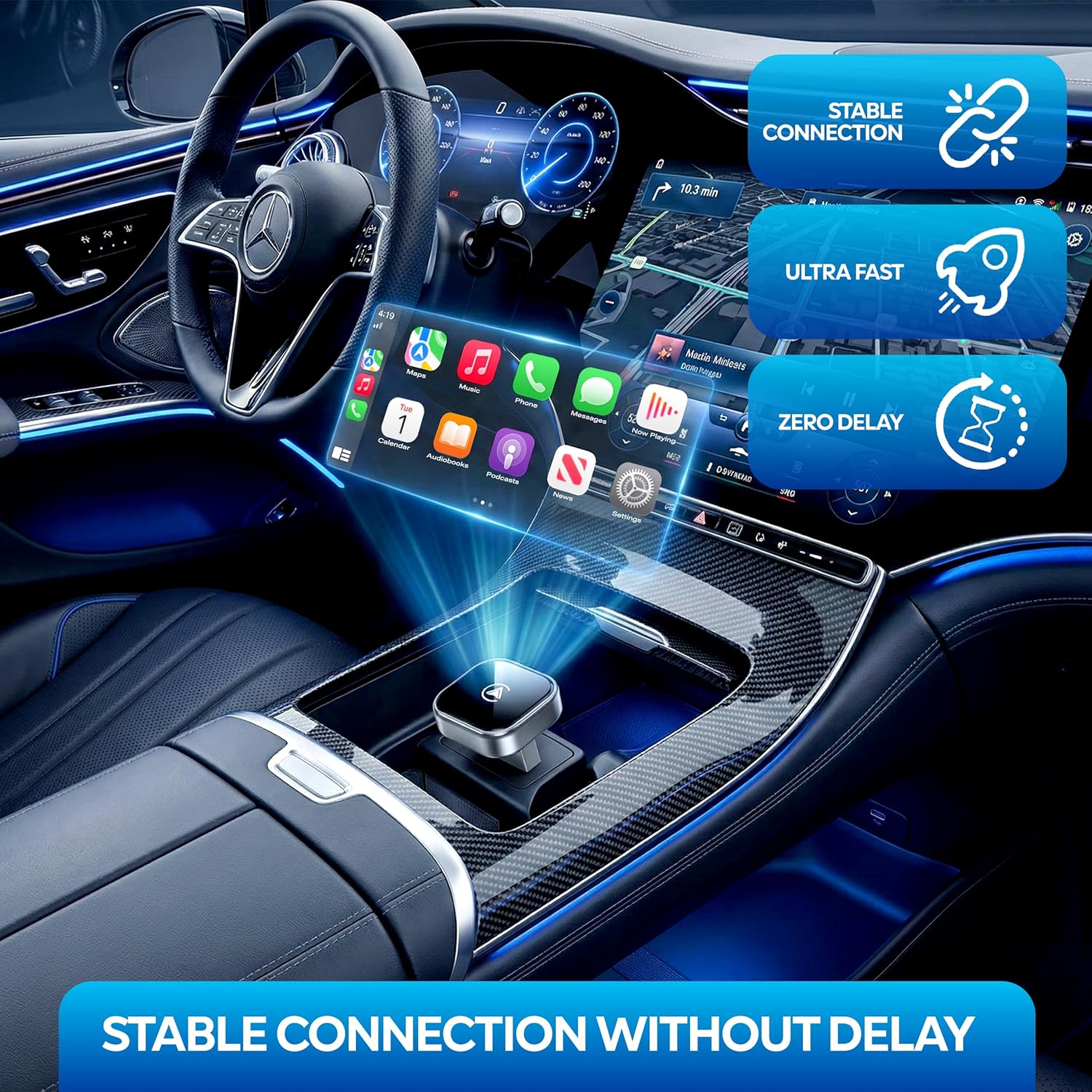 Wireless Apple CarPlay Adapter - Upgraded 2026 Android Auto Adapter Having (2.4GHz+5.8GHz) Connection - Supports Both iPhone (iOS 10+) Android (11+), 2-in-1 Wired to Wireless Plug and Play