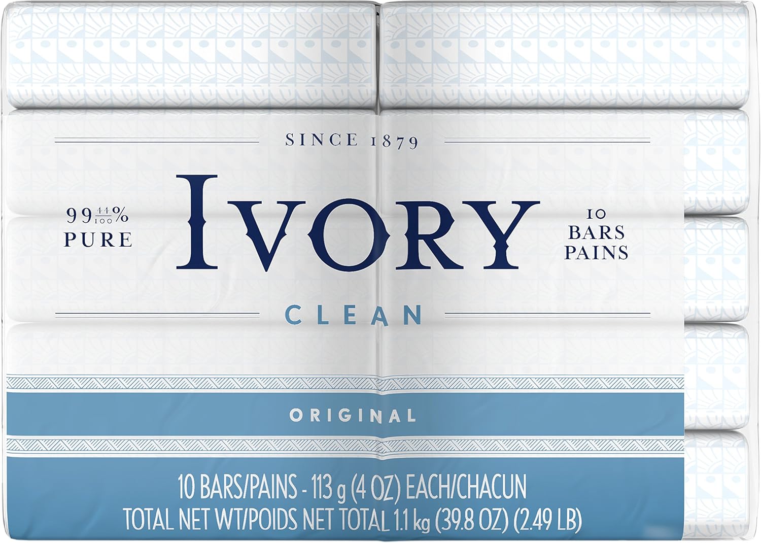 Ivory Clean Original Bath Bar, 10 count (Packaging may Vary)
