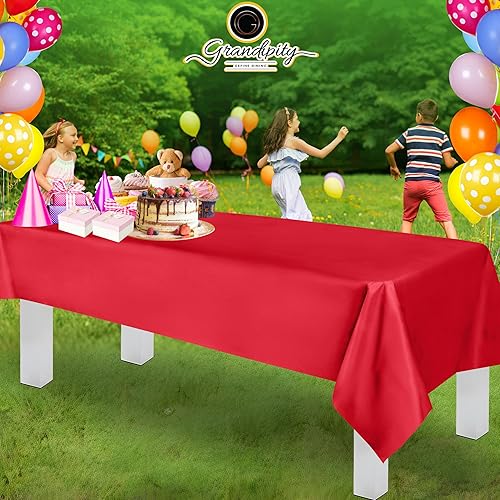 Miniatura 6 de Mantel de plástico de alta calidad - 54 in. x 108 pulgadas. Grandipity - Mantel rectangular (6 y 12 unidades), Rojo